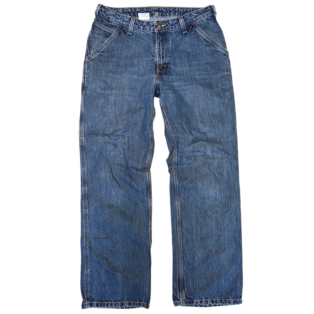 Carhartt Womens WB013 VIO Carpenter Jeans Medium Wash Blue Straight Leg 10x30